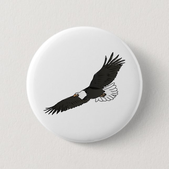 Eagle flying 2 inch round button (Front)