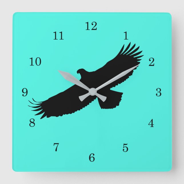 Eagle Flying  - Add Your Colour / text Square Wall Clock (Front)