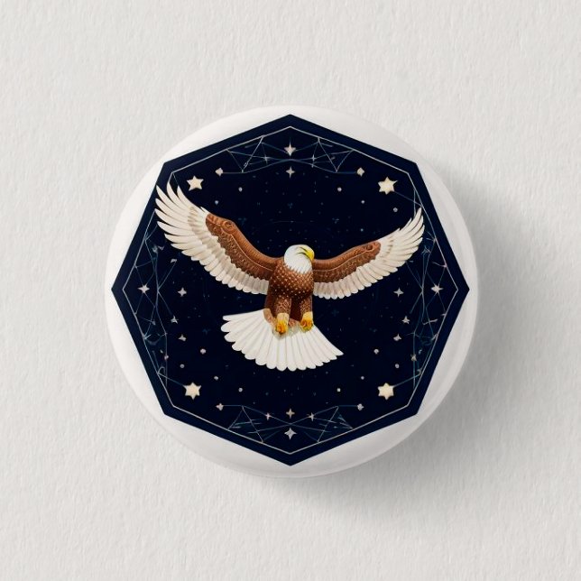 Eagle Flying Against Starry Background 1 Inch Round Button (Front)
