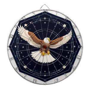 Eagle Flying Against Starry Background Dartboard