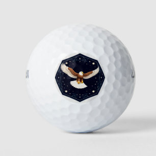 Eagle Flying Against Starry Background Golf Balls