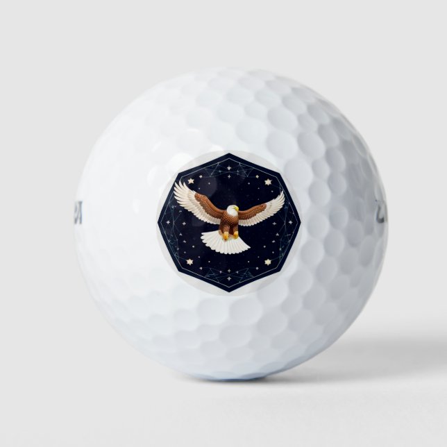 Eagle Flying Against Starry Background Golf Balls (Front)