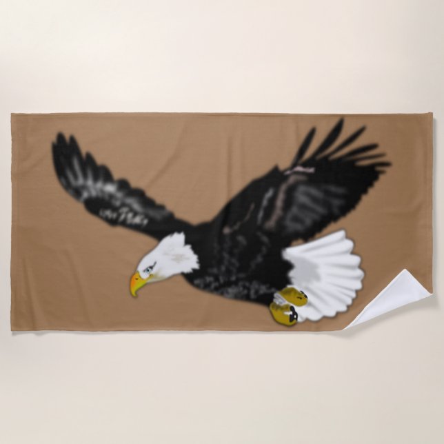 Eagle Flying Beach Towel - Your Color (Front)