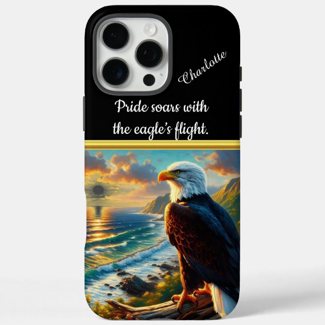 Eagle gazing at serene coastal sunrise Case-Mate iPhone case (Back)