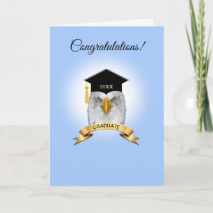 Eagle graduation congratulations on light blue card