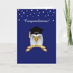 Eagle Graduation Congratulations & stars on blue Card