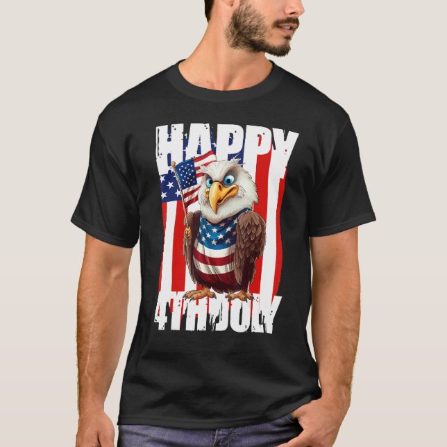 Eagle Happy 4th Of July Patriotic American 1 T-Shirt (Front)