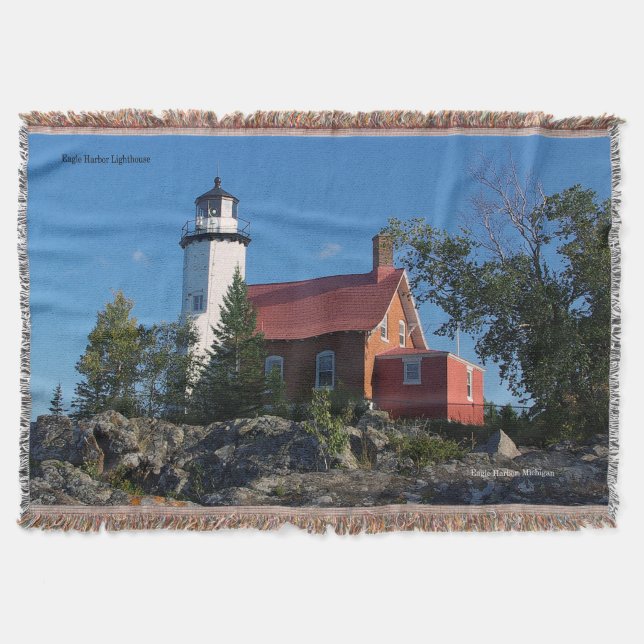 Eagle Harbour Lighthouse throw blanket (Front)