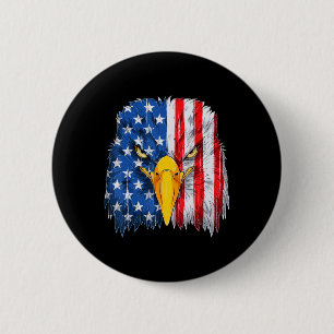 Eagle Head American Flag Patriotic 4th of July 1 2 Inch Round Button