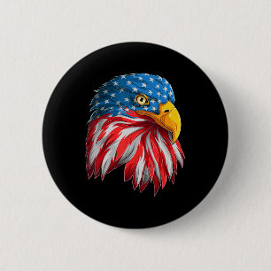 Eagle Head American Flag Patriotic 4th of July 2 Inch Round Button