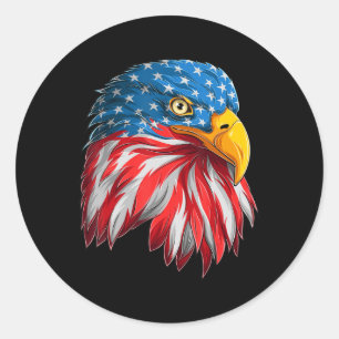 Eagle Head American Flag Patriotic 4th of July  Classic Round Sticker