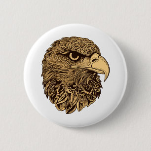 Eagle head animal 2 inch round button