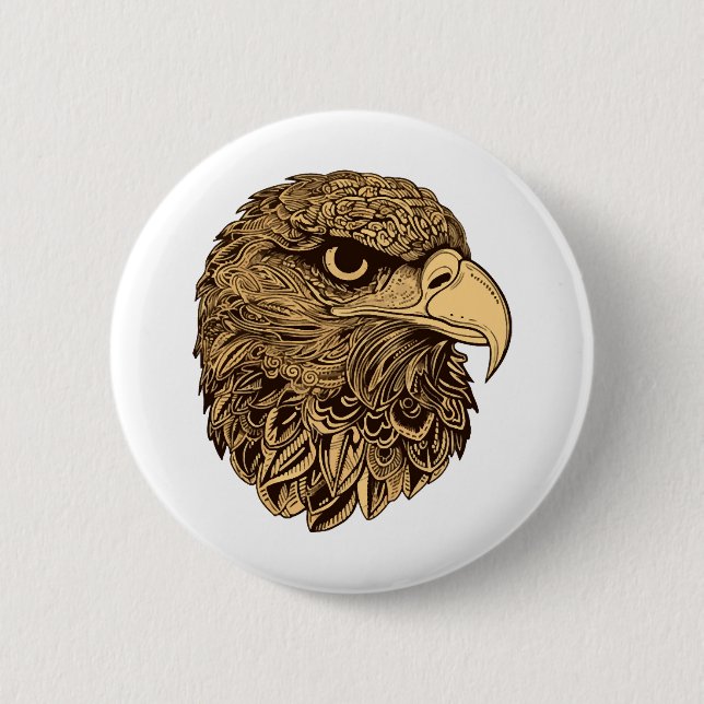 Eagle head animal 2 inch round button (Front)