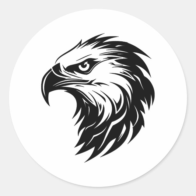 Eagle head bird of prey silhouette classic round sticker (Front)