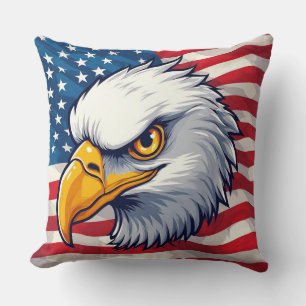 Eagle Head Graphic Tee – USA Pride Apparel Throw Pillow