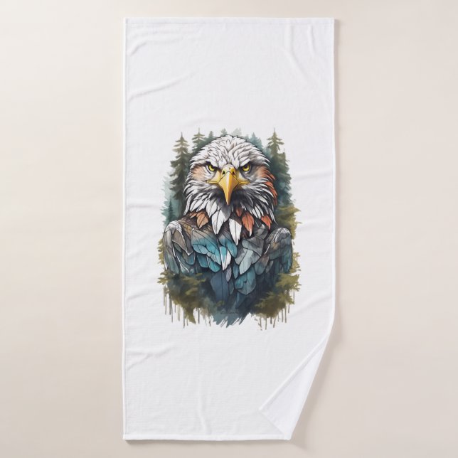 Eagle Head in Forest Bath Towel (Bath Towel)