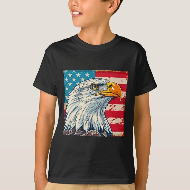 Eagle Head Usa Flag Us Flag  T-Shirt (Front)