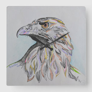 Eagle head, Wild eagle, wild bird, Bald eagle, Art Square Wall Clock
