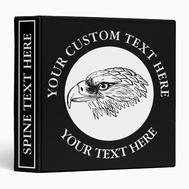 Eagle Icon Logo Custom Text  3 Ring Binder (Front/Spine)