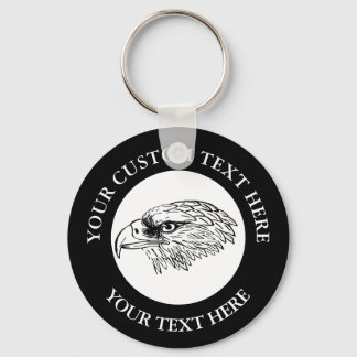 Eagle Icon Logo Custom Text  Keychain