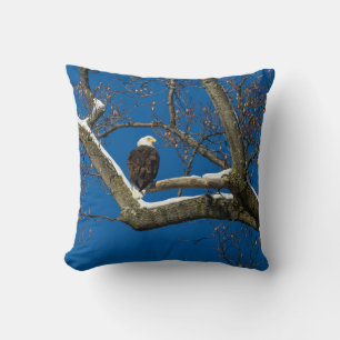 Eagle in a Snowy Tree Throw Pillow