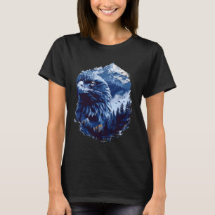 eagle in front of moon mountain and forest wild bi T-Shirt