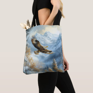 Eagle in Snowy Landscape Tote Bag
