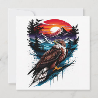 Eagle in the mountain holiday card