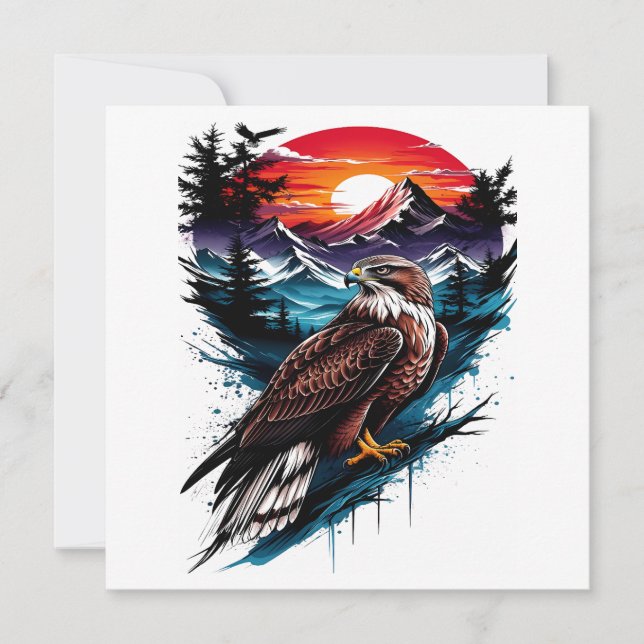 Eagle in the mountain holiday card (Front)