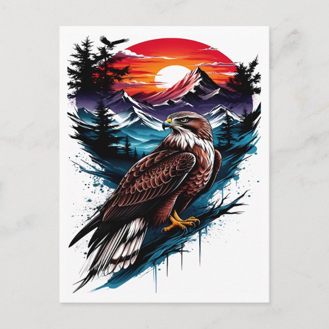 Eagle in the mountain holiday postcard (Front)
