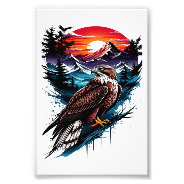 Eagle in the mountain photo print (Front)