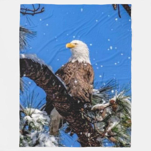 EAGLE in the SNOW Fleece Blanket (Front)