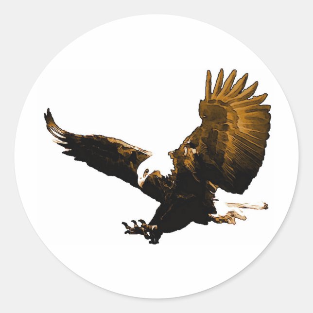 Eagle Landing Classic Round Sticker (Front)