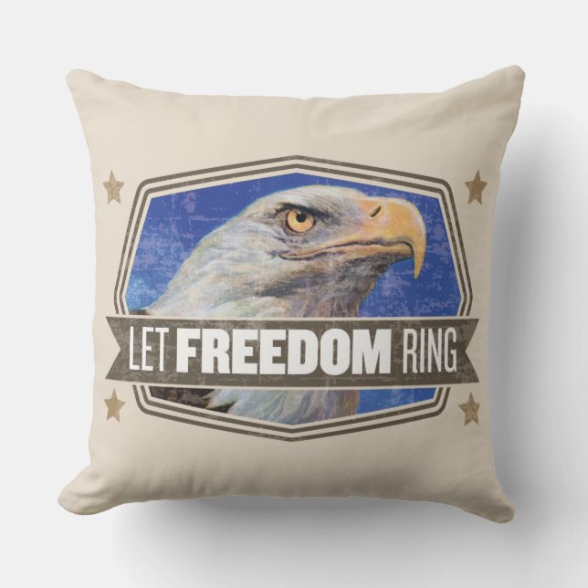 Eagle-Let Freedom Ring Throw Pillow (Front)