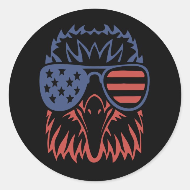 Eagle Lover Gift| Eagle American Flag Independence Classic Round Sticker (Front)