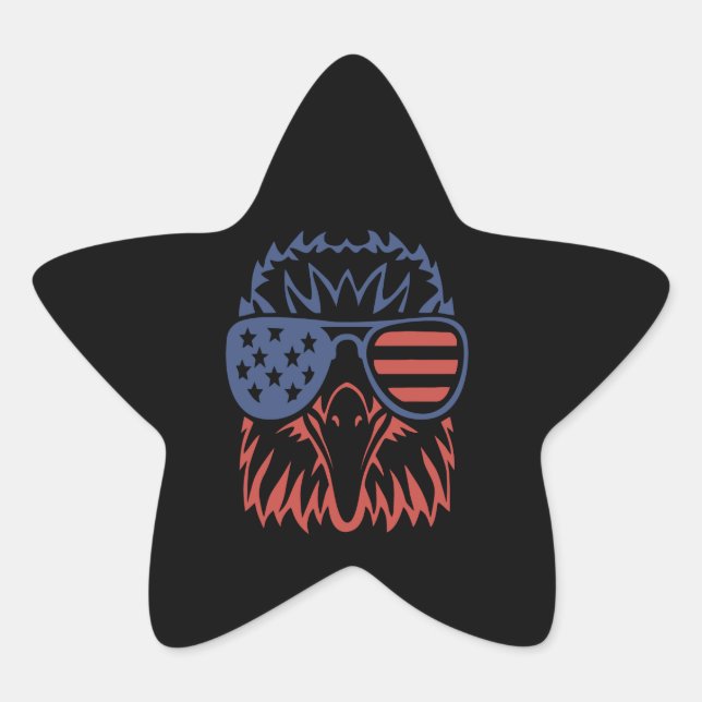 Eagle Lover Gift| Eagle American Flag Independence Star Sticker (Front)
