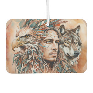Eagle - Man - Wolf - watercolor art 1 - Fan Fun Air Freshener