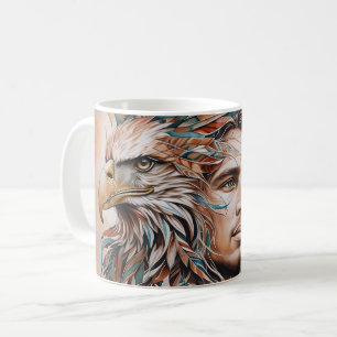 Eagle - Man - Wolf - watercolor art 1 - Fan Fun Coffee Mug