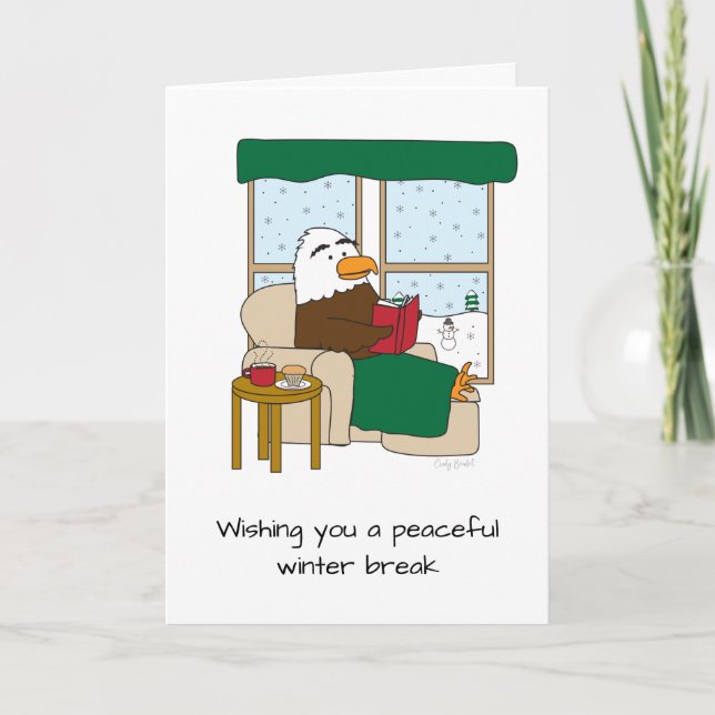 Eagle Mascot Scout Leader Teacher Winter Holiday Card (Front)