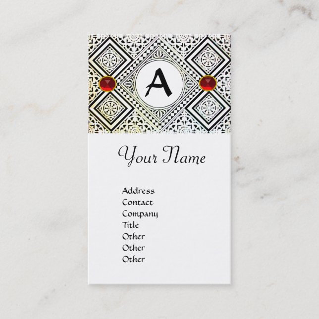 EAGLE  MONOGRAM , bright RED RUBY Business Card (Front)