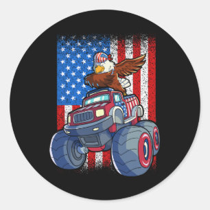 Eagle Monster Truck 4th Of July Boys American Flag Classic Round Sticker
