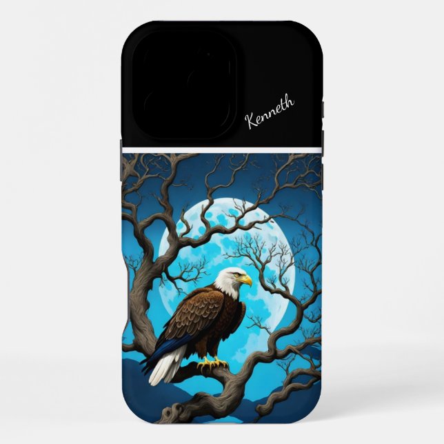 Eagle Moonlit Watch iPhone Case (Back)