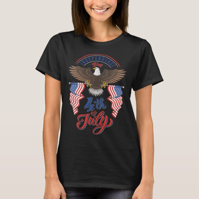 Eagle Mulle  4th of July American Flag USA T-Shirt (Front)