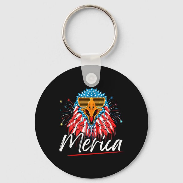 Eagle Mullet 4th Of July Flag Merica-Independence Keychain (Front)