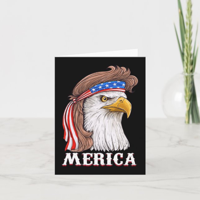 Eagle Mullet 4th Of July USA American Flag Merica  Card (Front)
