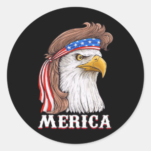 Eagle Mullet 4th Of July USA American Flag Merica Classic Round Sticker