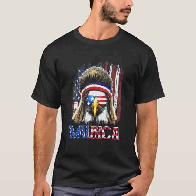 Eagle Mullet 4th Of July Usa American Flag Merica  T-Shirt (Front)