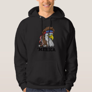 Eagle Mullet Merica 4th Of July American Flag Hoodie