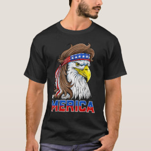 Eagle Mullet Merica Men 4th Of July American Flag T-Shirt