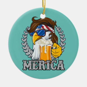 Eagle Mullet Merica Mens 4th Of July American Ceramic Ornament